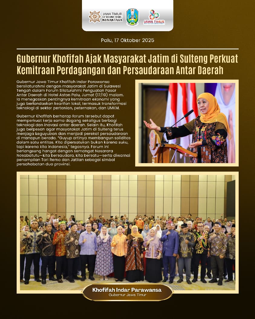 Gubernur Khofifah Bangun Soliditas dan Guyub Rukun Masyarakat Jatim di Perantauan sebagai Kekuatan Nasional