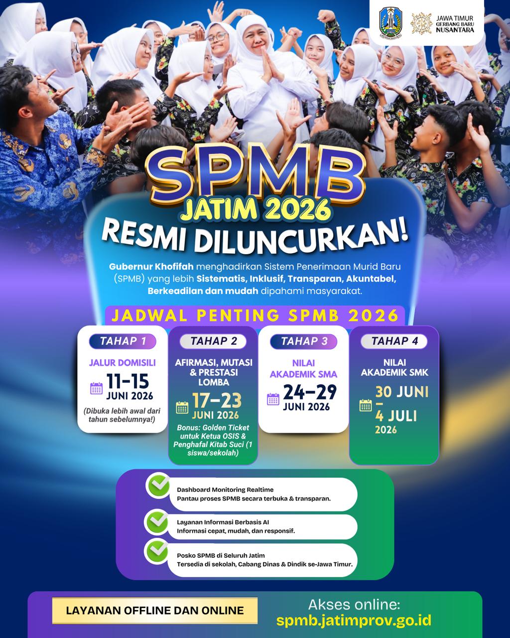 Gubernur Khofifah Tegaskan Komitmen Transparansi dalam SPMB 2026, Siapkan Posko Layanan dan Sistem Berbasis AI